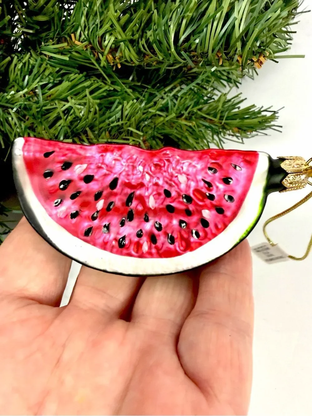 Glass Christmas Ornament Watermelon made in Poland for Sur La Table